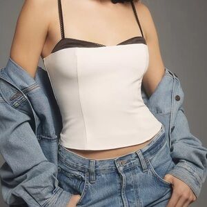 Reformation Melanie Cream and Black Camisole